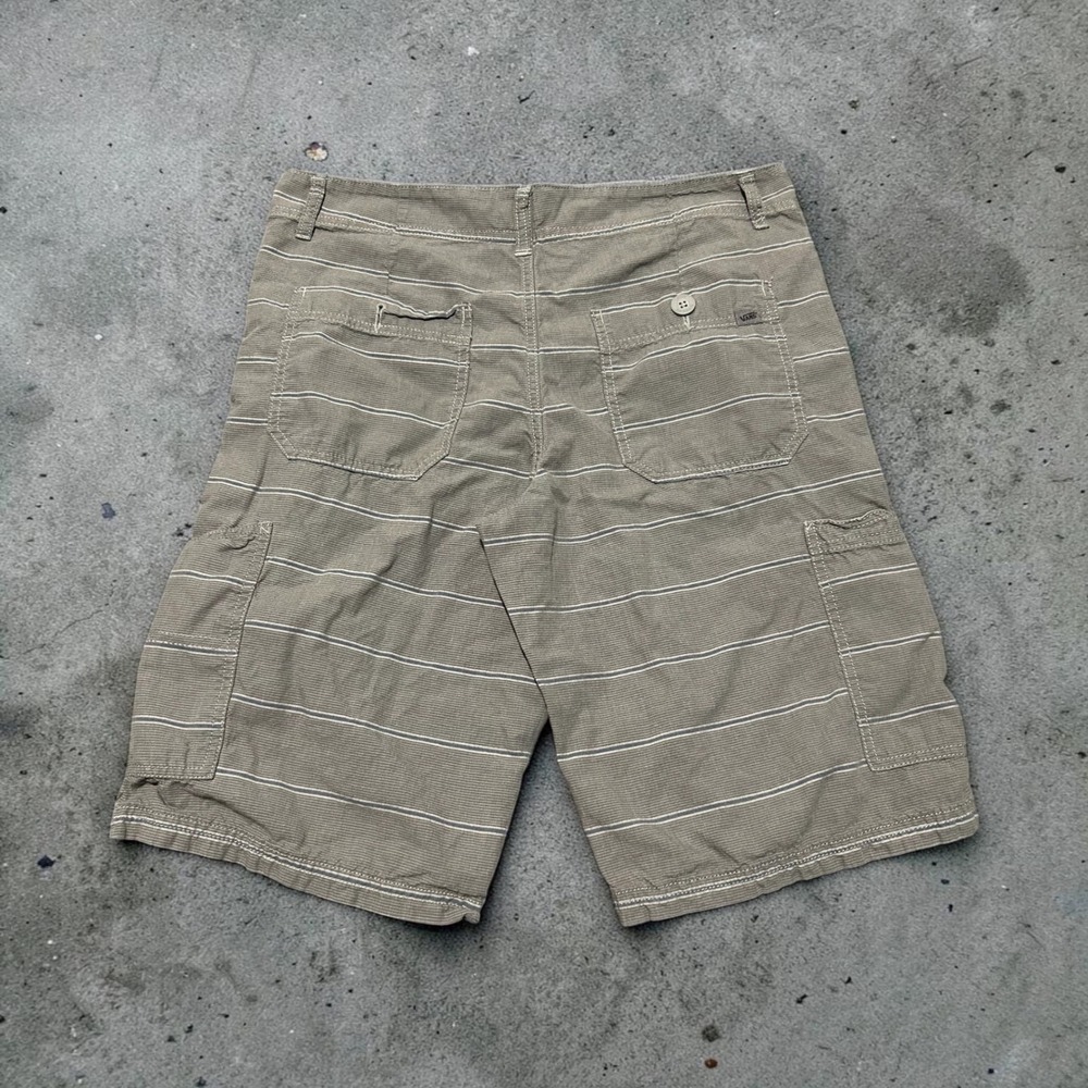 Vans Striped Cargo Shorts Olive Grey Blue Skater Y2K Size 32